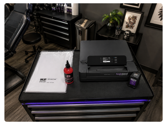 Purple Stencil Bundle in Tattoo Studio